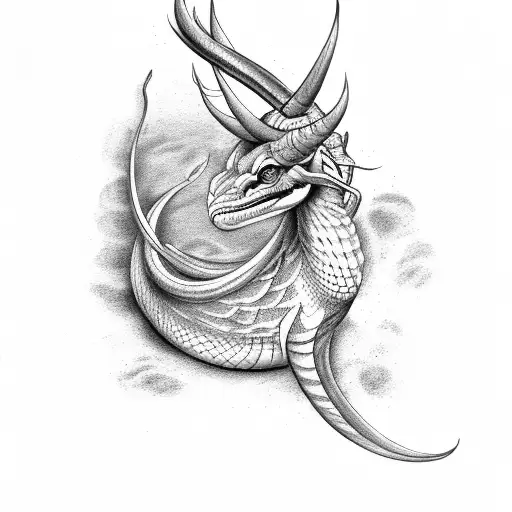 horned viper with flawer tattoo design idea