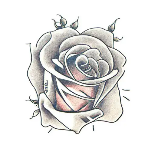 pinup with roses tattoo design idea