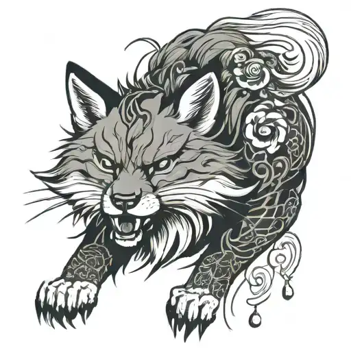 noble and angry fox tattoo design idea