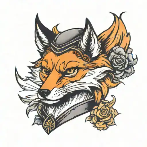 noble and angry fox tattoo design idea