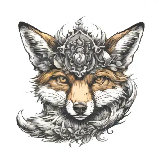 noble and angry fox tattoo design idea
