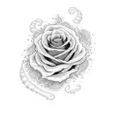 A unique design combining ocean waves and purple roses in a blackwork style tattoo design idea