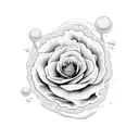 A unique design combining ocean waves and purple roses in a blackwork style tattoo design idea