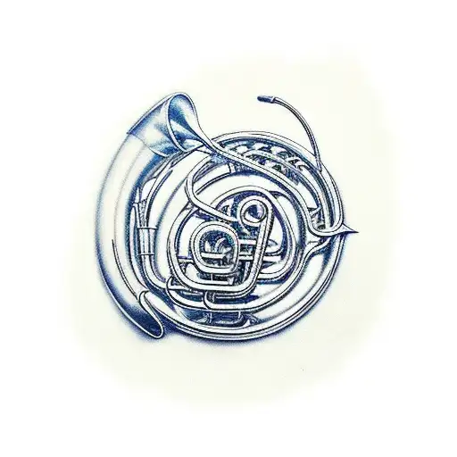 french horn tattoo design idea