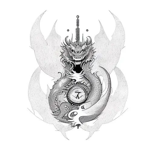 Dragon around Jungkook which seat on armchair tattoo design idea