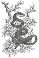 Habu Snake on cherry blossom tree  tattoo design idea