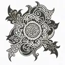 Portuguese tile pattern blending into fijian masi tattoo tattoo design idea