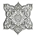 Portuguese tile pattern blending into fijian masi tattoo tattoo design idea