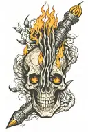 skeleton hand holding torch with four separate flames left forearm tattoo design idea