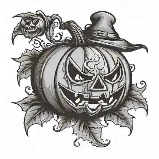 pumpkin halloween old school designer tattoo design idea