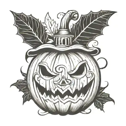pumpkin halloween old school designer tattoo design idea