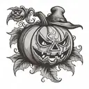 pumpkin halloween old school designer tattoo design idea
