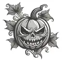 pumpkin halloween old school designer tattoo design idea