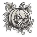 pumpkin halloween old school designer tattoo design idea