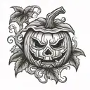 pumpkin halloween old school designer tattoo design idea
