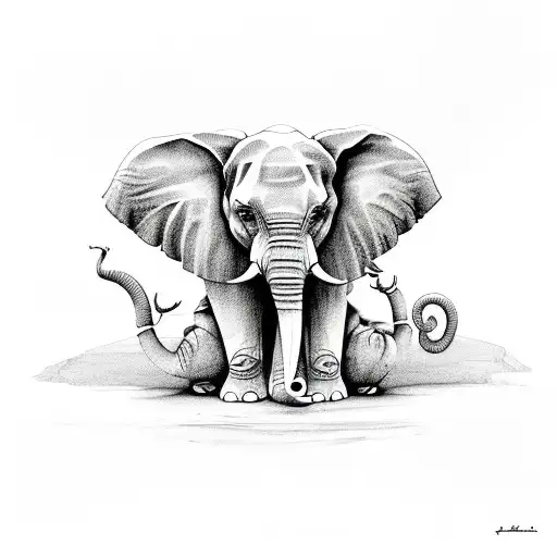 cross elephant trunks tattoo design idea