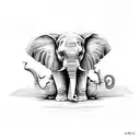 cross elephant trunks tattoo design idea