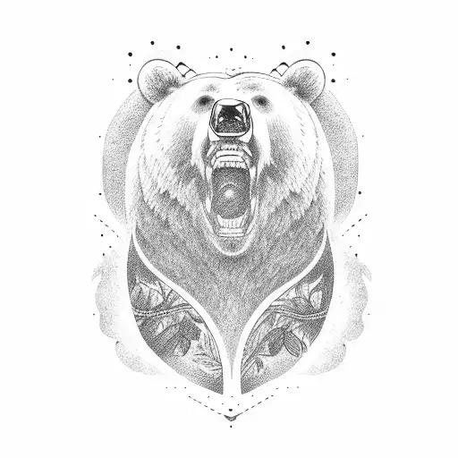 Bear paw bear shouting tattoo design idea