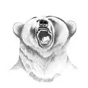 bear shouting in a bear paw tattoo design idea