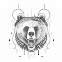 bear shouting in a bear paw tattoo design idea