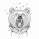bear shouting in a bear paw tattoo design idea