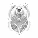 Bear paw bear shouting tattoo design idea