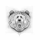 Bear paw bear shouting tattoo design idea