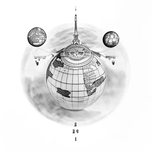 A tattoo depicting a globe with your family's favorite travel destinations marked tattoo design idea