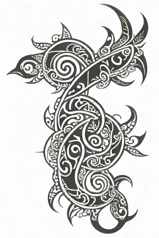 Maori style, representing change and adaptation, achievement and water tattoo design idea
