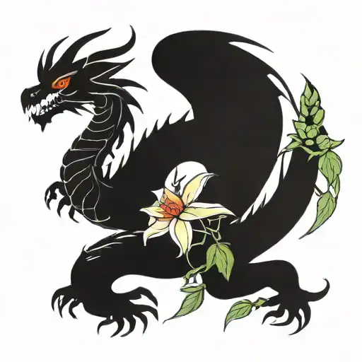 Dragon and Lupins tattoo design idea
