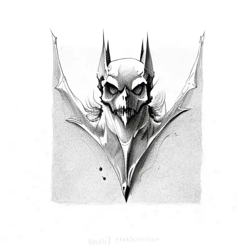 bat skull tattoo design idea