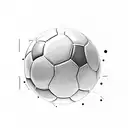 A dynamic composition of a soccer ball floating on a tranquil lake surface tattoo design idea