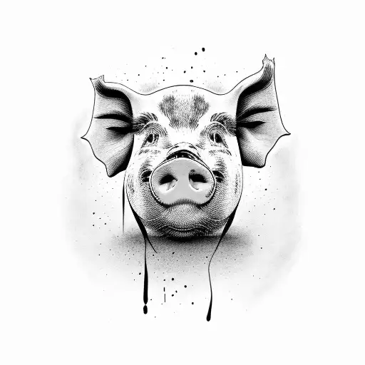  Hanged pig tattoo design idea