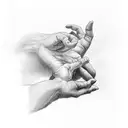 cross with water and the creation of adam hands tattoo design idea