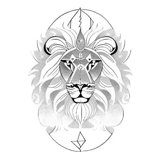 lion and lord rama tattoo design idea