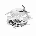 Design a tattoo that represents the client's love for nature and their son, incorporating elements of surf tattoo design idea