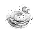 Design a tattoo that represents the client's love for nature and their son, incorporating elements of surf tattoo design idea