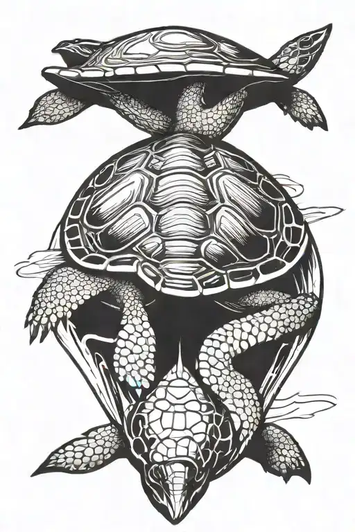 turtle with surfboard racks tattoo design idea