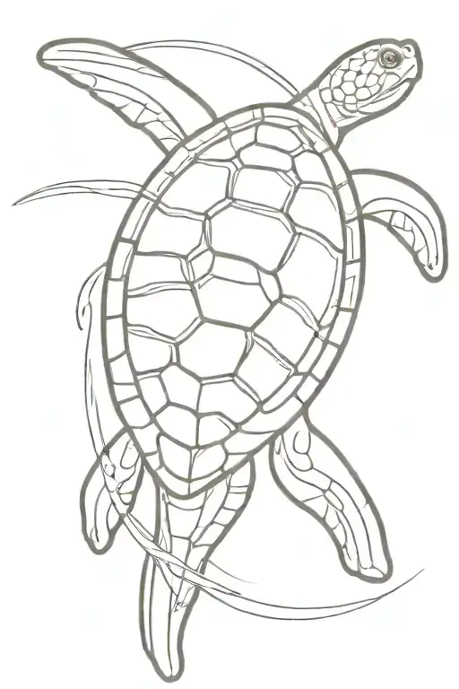 turtle with surfboard  tattoo design idea