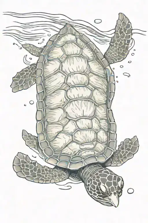 turtle swimming underwater tattoo design idea