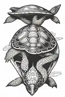 turtle with surfboard racks tattoo design idea