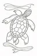 turtle with surfboard  tattoo design idea
