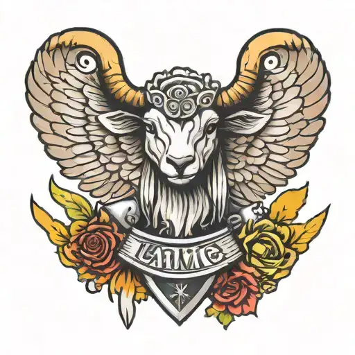 lamb wings with weapon, police tattoo design idea