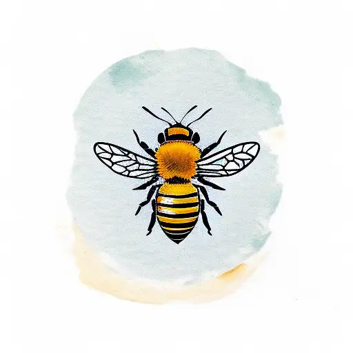 bee with olive leaves and henna for neck tattoo design idea