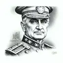 Reza Shah Pahlavi portrait tattoo design idea