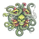 multi-headed hydra with mickey mouse heads tattoo design idea