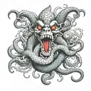 multi-headed hydra with mickey mouse heads tattoo design idea