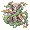 multi-headed hydra with mickey mouse heads tattoo design idea