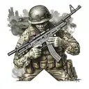 soldier with AK 74 assault rifle tattoo design idea