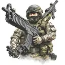 soldier with AK 74 assault rifle tattoo design idea